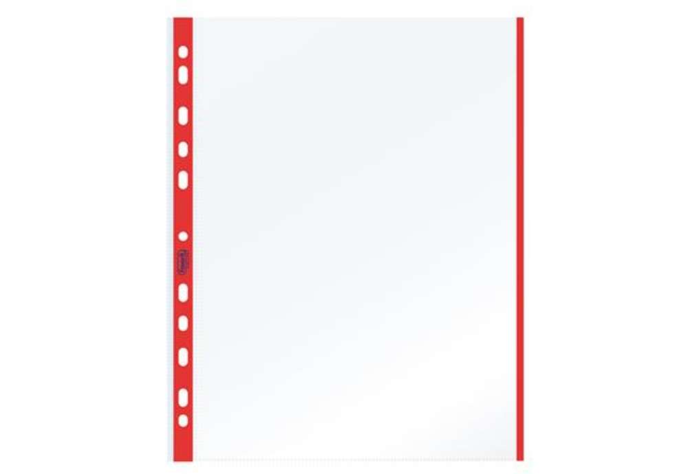 Immagine di Buste forate con banda colorata - Linear - buccia - 21 x 29,7 cm - rosso - Favorit - conf. 10 pezzi