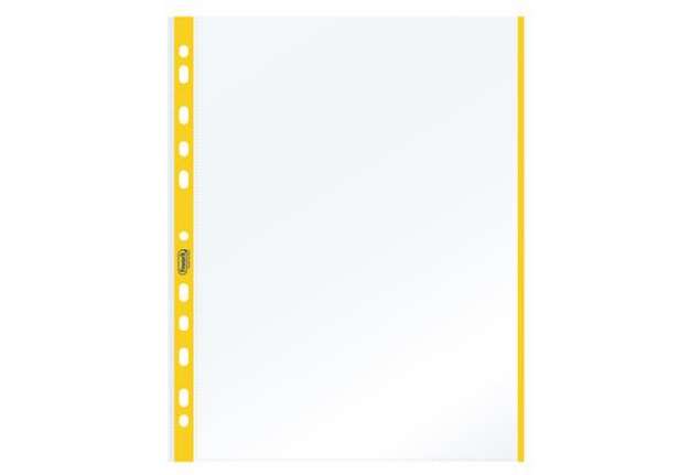 Immagine di Buste forate con banda colorata - Linear - buccia - 21 x 29,7 cm - giallo - Favorit - conf. 10 pezzi
