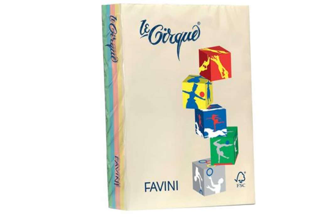 Immagine di Carta Le Cirque - A4 - 80 gr - mix 5 colori pastello - Favini - conf. 500 fogli