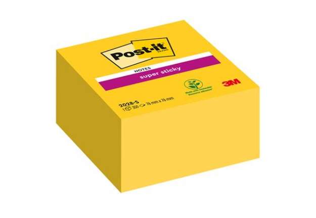 Immagine di Blocco foglietti Post-it Super Sticky - 2028-S - 76 x 76 mm - giallo oro - 350 fogli - Post-it