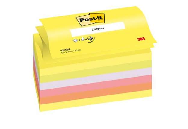 Immagine di Blocco Post-it Super Sticky Z Notes - R350NR - 76 x 127 mm - assortiti neon - 100 fogli - Post-it