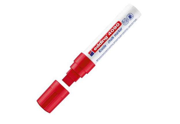 Immagine di Marcatore a gesso liquido 4090 - punta scalpello - da 4 a 15mm - rosso - Edding