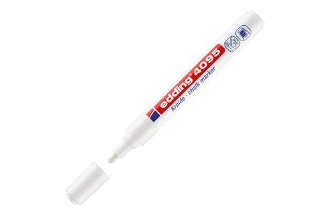 Immagine di Marcatore a gesso liquido 4095 - punta tonda - da 2 a 3mm - bianco - Edding