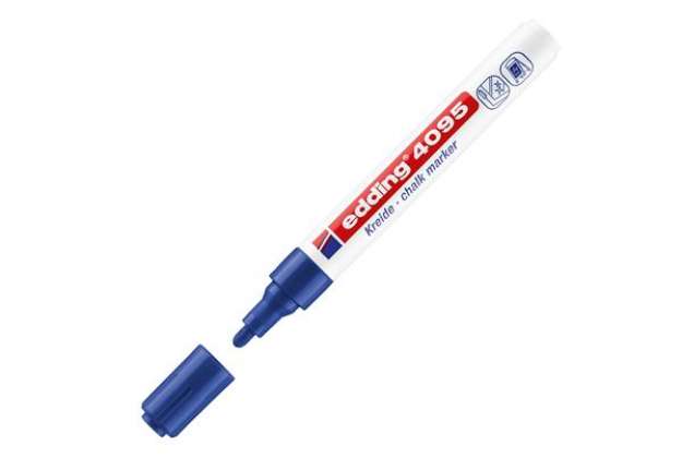 Immagine di Marcatore a gesso liquido 4095 - punta tonda - da 2 a 3mm - blu - Edding