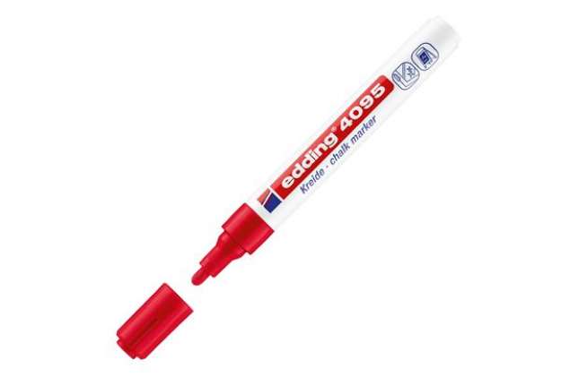 Immagine di Marcatore a gesso liquido 4095 - punta tonda - da 2 a 3mm - rosso - Edding