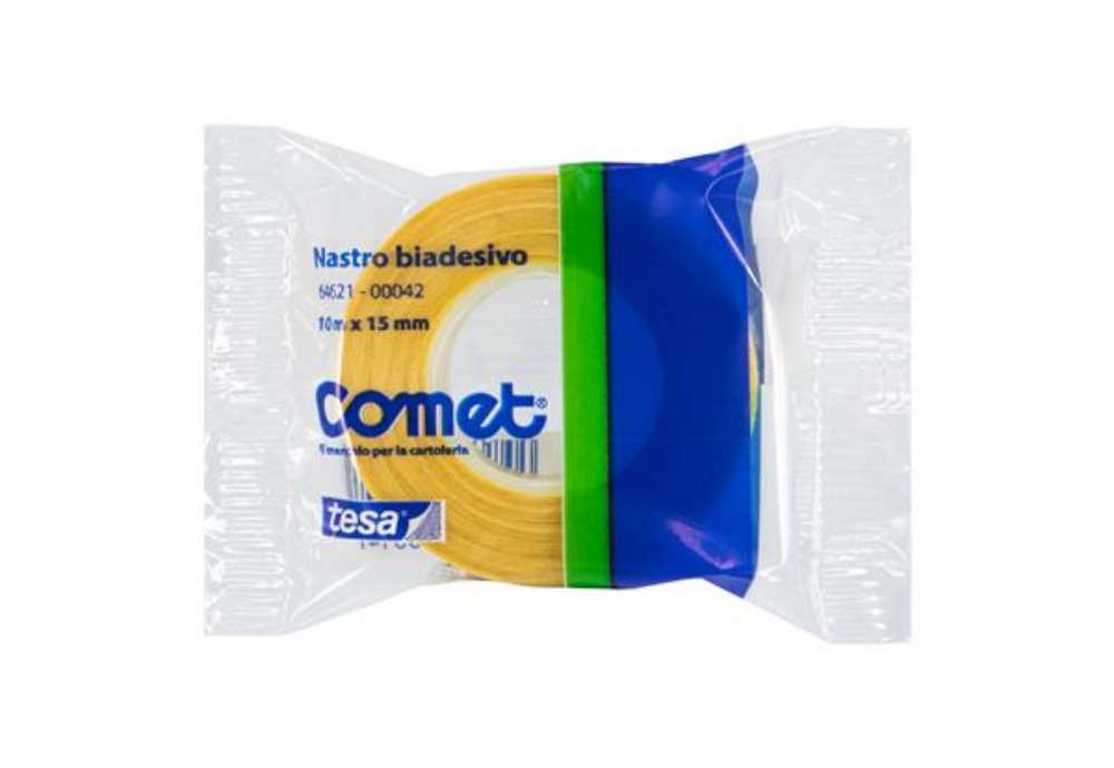 Immagine di Nastro biadesivo - 15 mm x 10 m - PP - trasparente - Comet