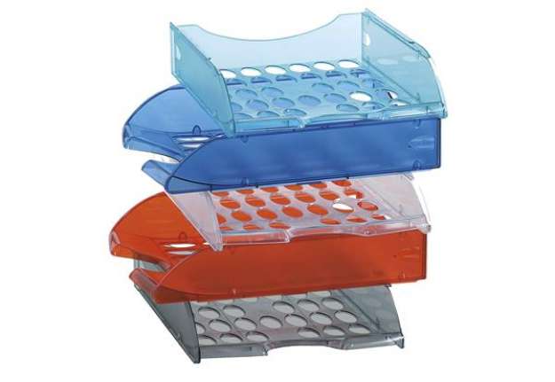 Immagine di Vaschetta portacorrispondenza forata E040 - 26 x 34,5 x 6,5 cm - azzurro trasparente - Fellowes