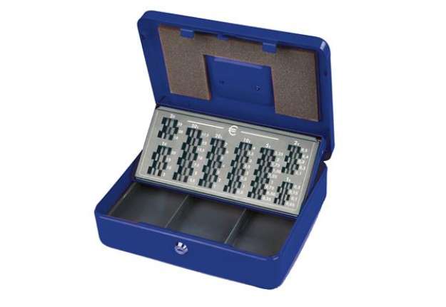 Immagine di Cassetta portavalori Europa - 30 x 24 x 9 cm - blu - Metalplus