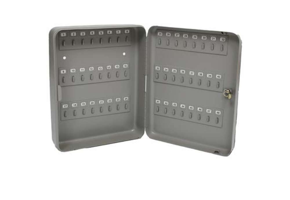 Immagine di Cassetta portachiavi da muro - 30 x 24 x 7 cm - 48 posti - grigio antracite - Metalplus