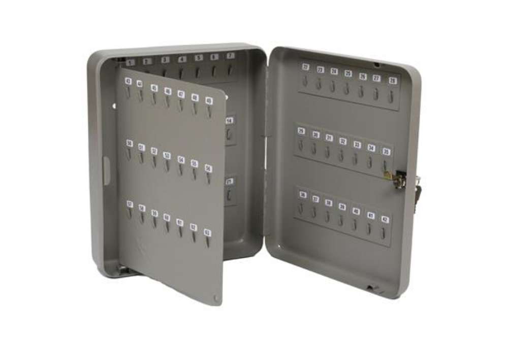Immagine di Cassetta portachiavi da muro - 30 x 24 x 7 cm - 84 posti - grigio antracite - Metalplus