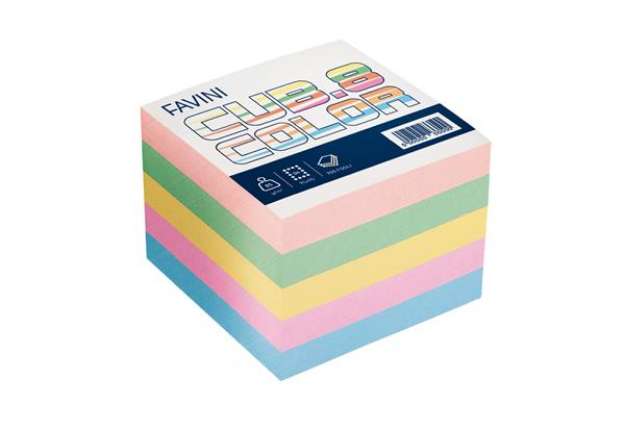 Immagine di Foglietti Cubo - mix colori soft - 95 x 95mm - 80gr - 750 fogli - Favini