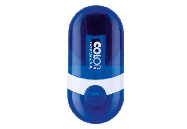 Immagine di Timbro Pocket Stamp R40 - diametro 40 mm - 5 righe - autoinchiostrante - blu - Colop