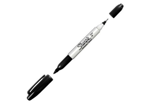 Immagine di Marcatore Permanente Twin tip doppia punta - una punta fine 1,0mm - una punta extra fine 0,5mm - ner