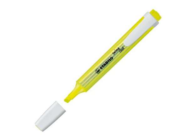 Immagine di Evidenziatore Stabilo Swing Cool - punta scalpello -  tratto 1 4 mm - giallo 24 - Stabilo