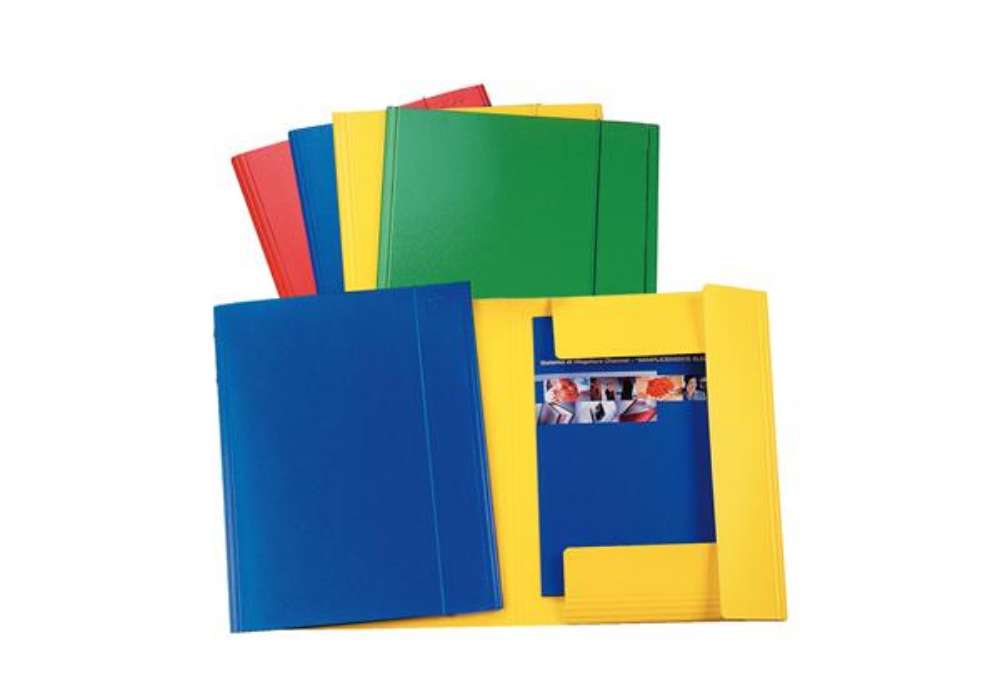 Immagine di Cartella 3 lembi con elastico - A4 - dorso variabile - presspan - giallo - Esselte