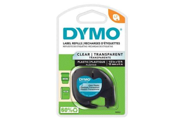 Immagine di Nastro Letratag 122670 - 12 mm x 4mt - plastica - trasparente - Dymo
