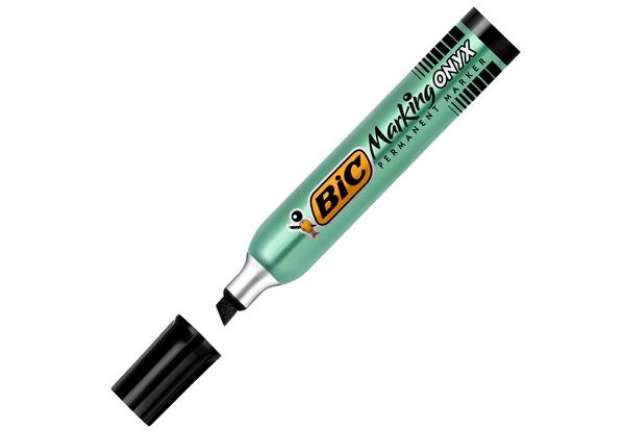 Immagine di Marcatore permanente Marking Onyx 1591 - punta a scalpello 2,70-6,20mm - nero - Bic - conf. 12 pezzi