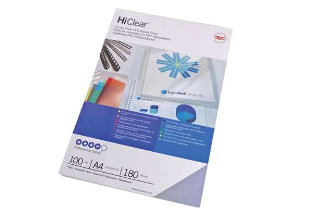Immagine di Copertine Hi-Clear - A4 - 180 micron - neutro trasparente - GBC - scatola 100 pezzi