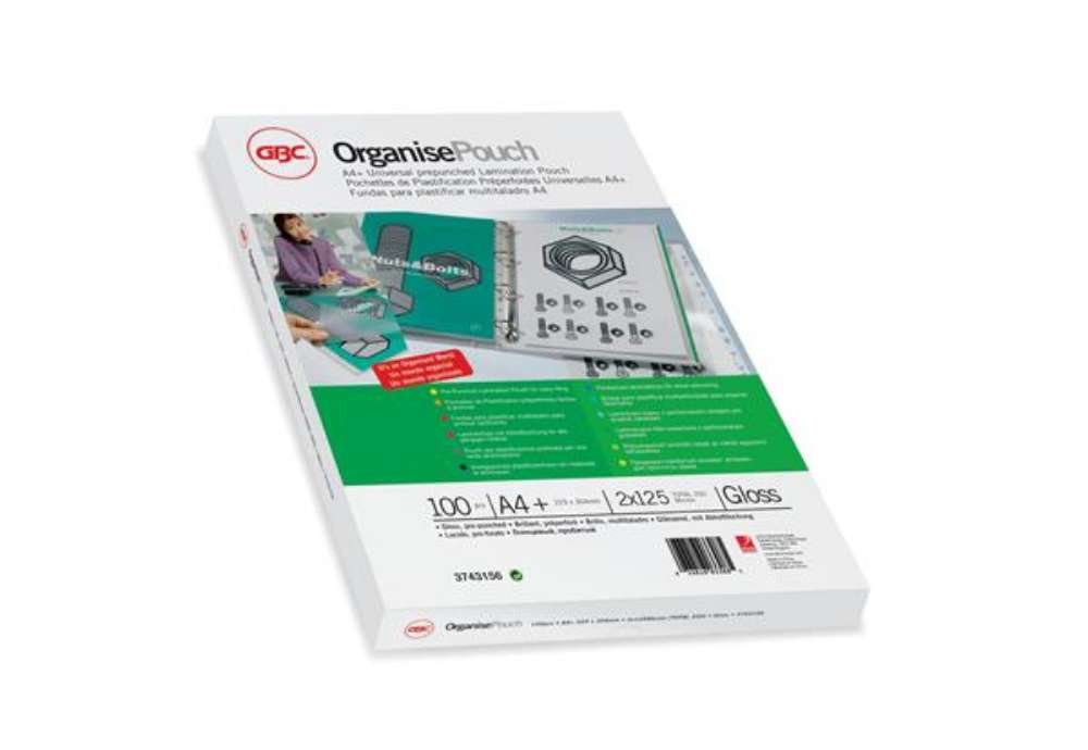 Immagine di Pouches - A4+ - 228x303 mm - 2x125 micron - preforata organise - GBC - scatola 100 pezzi