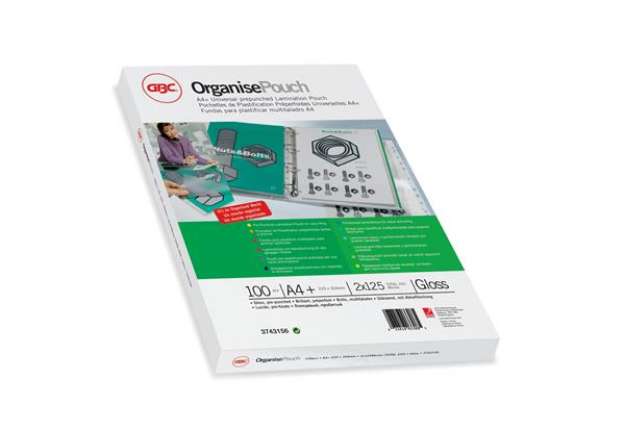 Immagine di Pouches - A4+ - 228x303 mm - 2x125 micron - preforata organise - GBC - scatola 100 pezzi