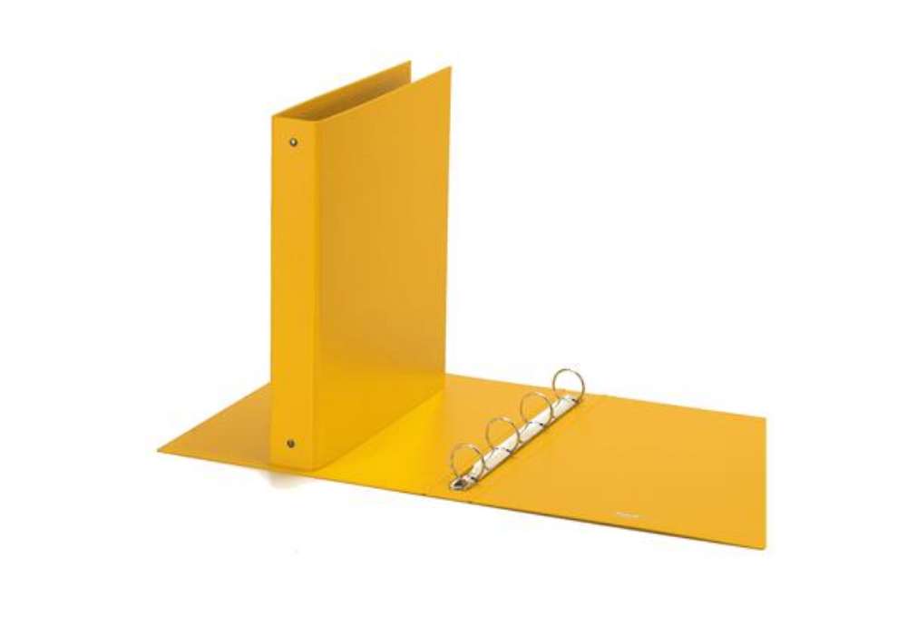 Immagine di Raccoglitore Europa - 22 x 30 cm - 4 anelli tondi 30 mm - dorso 4 cm - giallo - Favorit