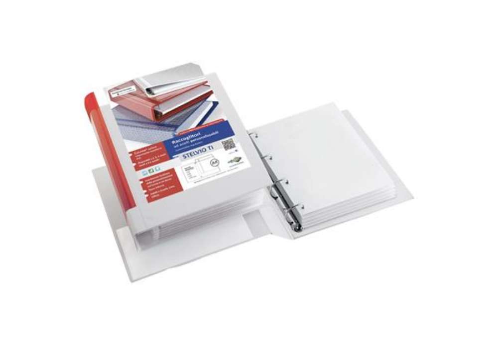 Immagine di Raccoglitore personalizzabile Stelvio TI - 22 x 30 cm - 4 anelli a D 30 mm - dorso 4 cm - rosso - Se