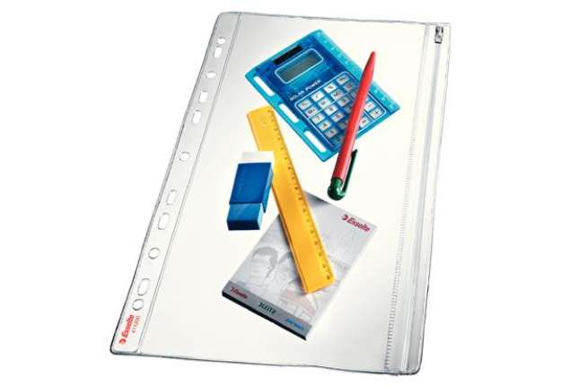 Immagine di Buste forate con zip - PVC - 19x30 cm - Esselte - conf. 5 pezzi