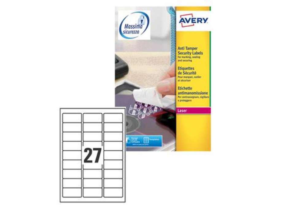 Immagine di Etichette adesive L6114 - in poliestere - laser - permanenti - 63,5 x 29,6 mm - 27 et/fg - 20 fogli