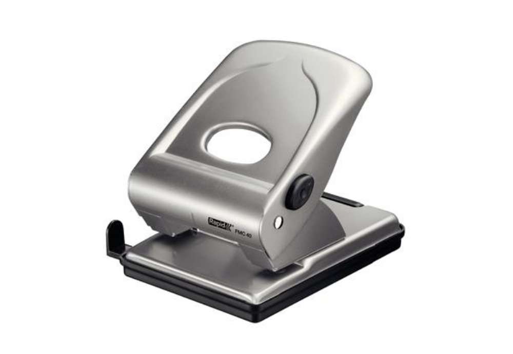 Immagine di Perforatore FMC40 - max 40 fogli - 2 fori - passo 8 cm - argento - Rapid