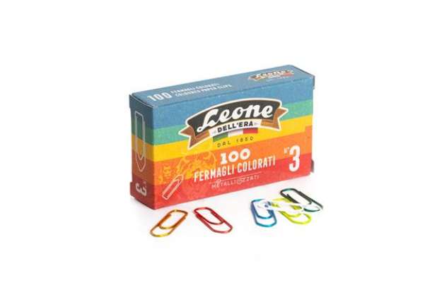 Immagine di Fermagli metallizzati - n. 3 - 2,8 cm - colori assortiti - Leone - conf. 100 pezzi