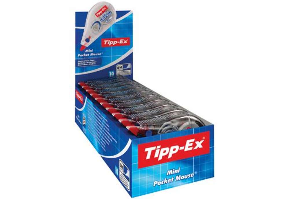 Immagine di Correttore a nastro Mini Pocket Mouse - 5mm x 6mt - trasparente - Tipp Ex - box 10 correttori