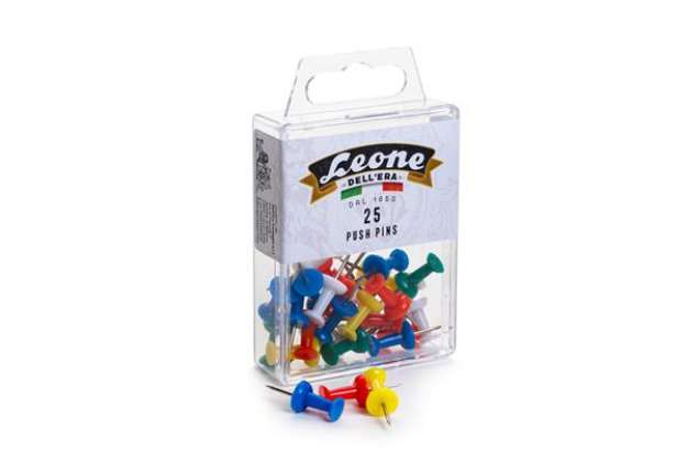 Immagine di Spilli cartografici Leone Color - a clessidra - colori assortiti - Leone - conf. 25 pezzi