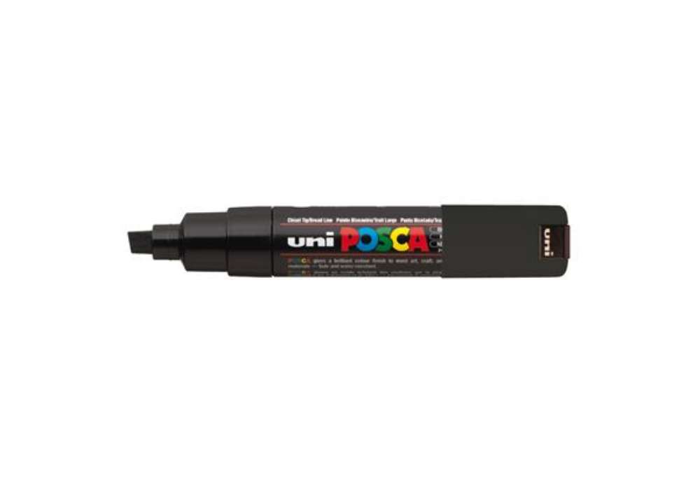 Immagine di Marcatore a base d'acqua Uni Posca PC8K - punta large a scalpello 8,0mm - nero  - Uni Mitsubishi