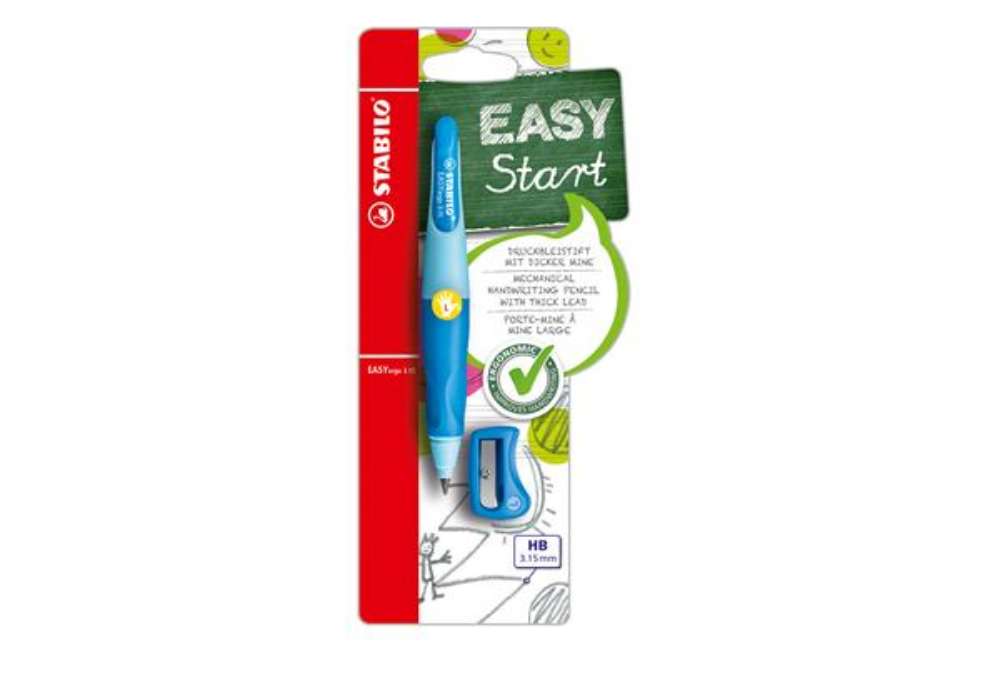 Immagine di Portamine Easyergo - 3,15mm - per mancini + affilamine - fusto azzurro - Stabilo