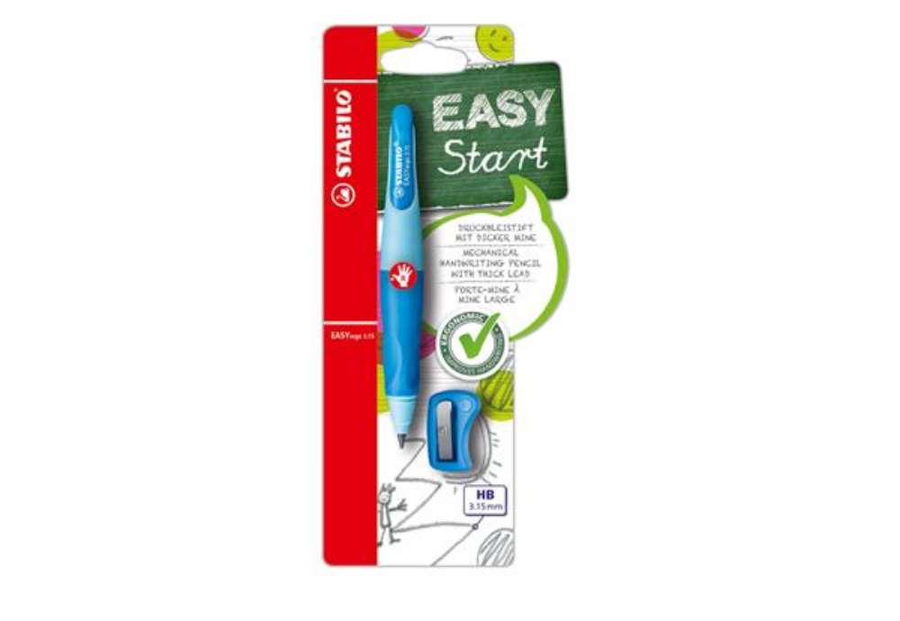 Immagine di Portamine Easyergo - 3,15mm - per destrosi + affilamine - fusto azzurro - Stabilo