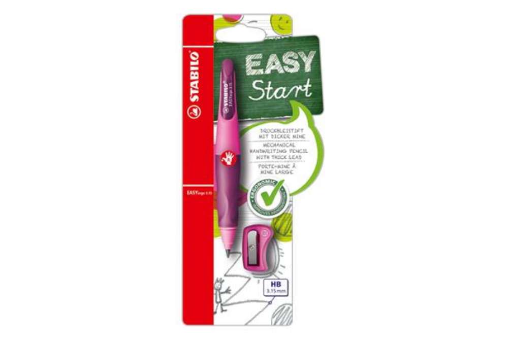 Immagine di Portamine Easyergo - 3,15mm - per destrosi + affilamine - fusto rosa/viola - Stabilo