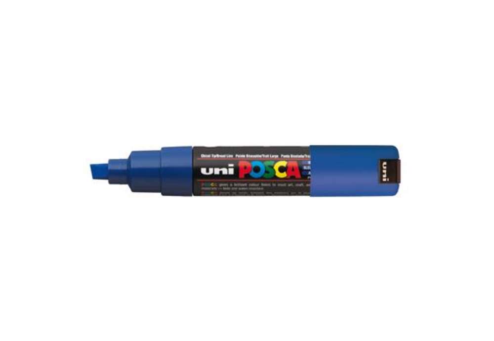 Immagine di Marcatore a base d'acqua Uni Posca PC8K - punta large a scalpello 8,0mm - blu  - Uni Mitsubishi