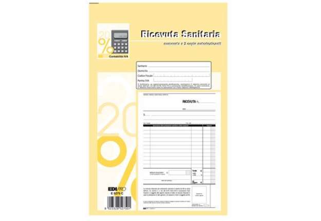 Immagine di Blocco ricevute sanitarie numerate - 50/50 fogli autoricalcanti - 23 x 15cm - Edipro