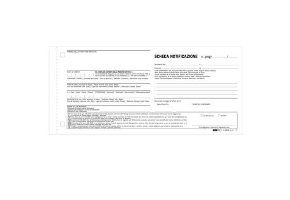 Immagine di Scheda di notifica - fogli snap - 25 fogli 2 copie autoricalcanti - 10 x 22cm - Edipro - conf. 250 p