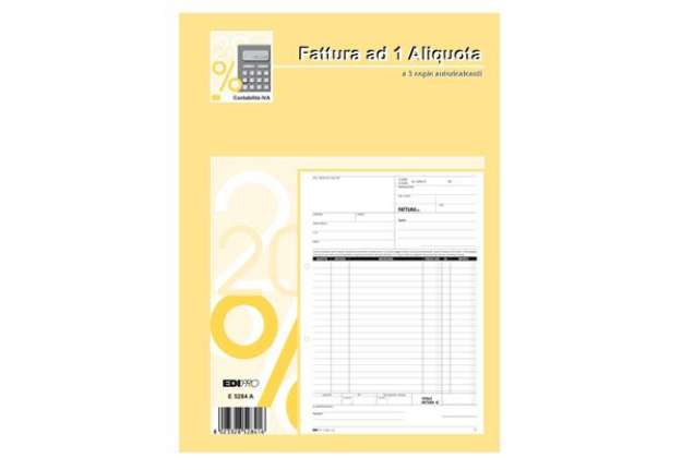 Immagine di Blocco fatture 1 aliquota Iva - 33/33/33 fogli autoricalcanti - 29,7 x 21cm - Edipro