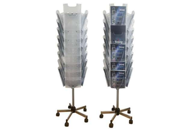 Immagine di Portariviste girevole da terra Carousel Stacker - 24 vaschette A4 - Tecnostyl