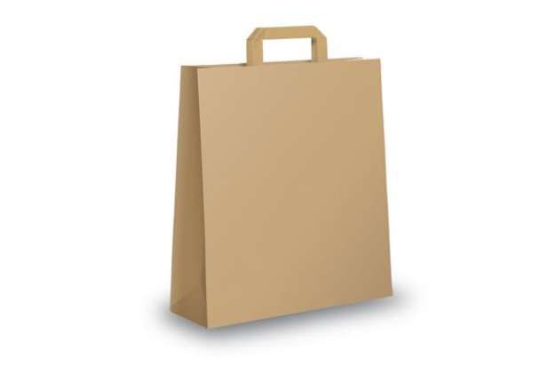 Immagine di Shopper - maniglie piattina - 26 x 11 x 34,5 cm - carta kraft - avana - Mainetti Bags - conf. 25 pez