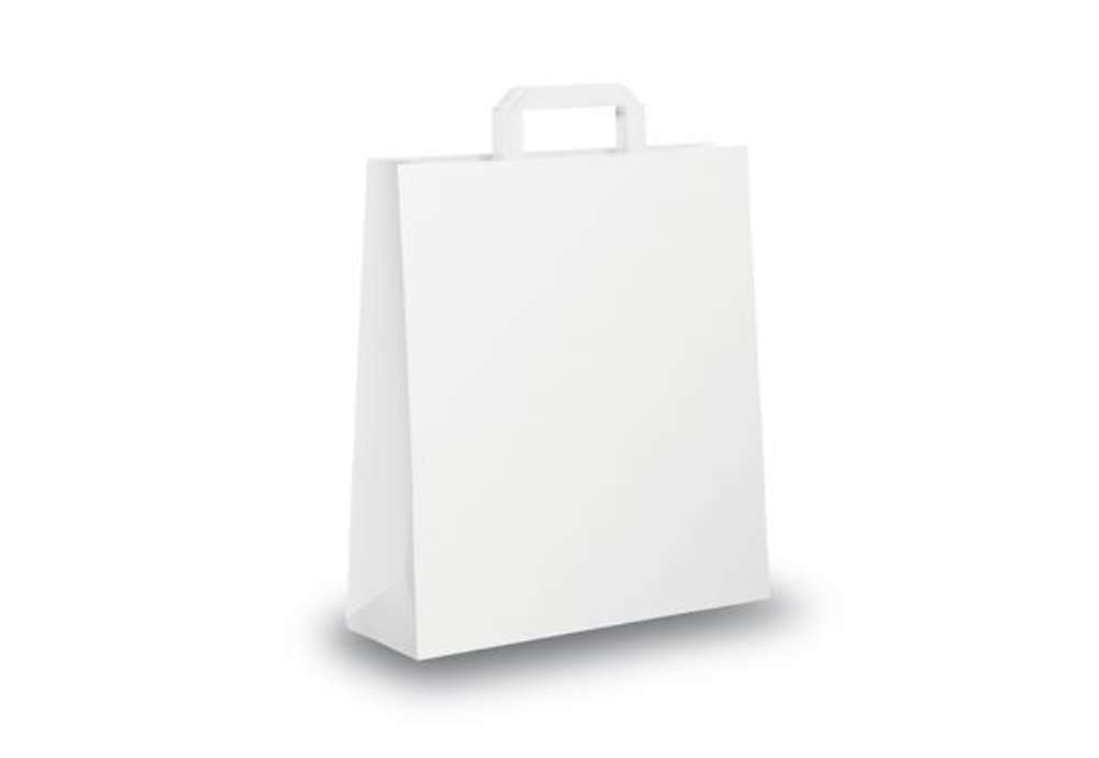 Immagine di Shopper - maniglia piattina - 45 x 15 x 50 cm - carta kraft - bianco - Mainetti Bags - conf. 25 pezz