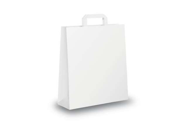 Immagine di Shopper - maniglia piattina - 45 x 15 x 50 cm - carta kraft - bianco - Mainetti Bags - conf. 25 pezz