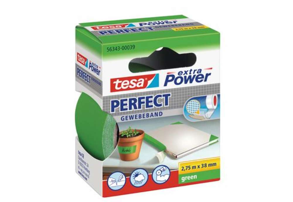 Immagine di Nastro adesivo telato XP Perfect - 38 mm x 2,7 m - tela plastificata - verde - Tesa