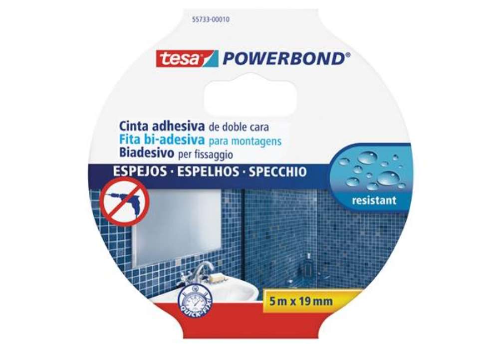 Immagine di Nastro biadesivo per specchi Tesa Powerbond - 19 mm x 5 m - PE - bianco - Tesa
