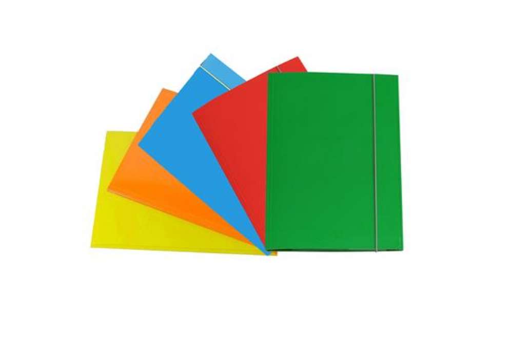 Immagine di Cartella 3 lembi con elastico - A4 - dorso variabile - cartone plastificato - colori assortiti - Car