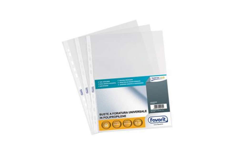 Immagine di Buste forate Special PP - Superior - buccia - 21 x 29,7 cm - trasparente - Favorit - conf. 50 pezzi