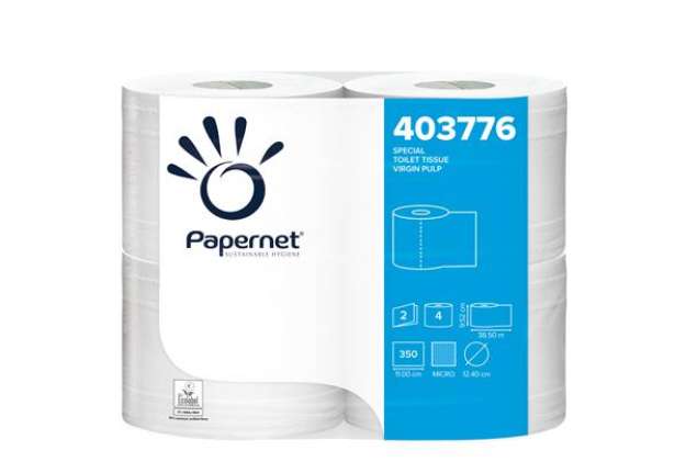 Immagine di Carta igienica - 2 veli - 16,5 gr - diametro 12,4 cm - 9,5 cm x 38,5 mt - 350 strappi - Papernet - p