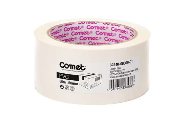 Immagine di Nastro adesivo - 5 cm x 66 m - PVC - bianco - Comet